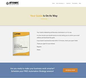 Example thank you page - Atomic Automation