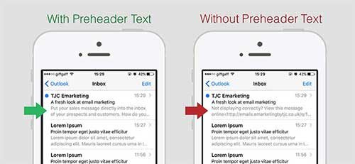 An example of an email with and without preheader text - How to write great preheader text.
