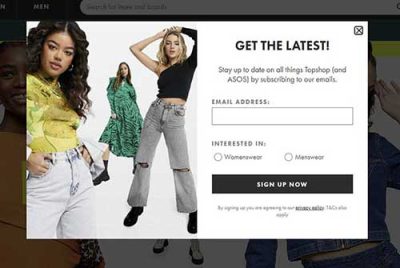 Example sign up form - ASOS