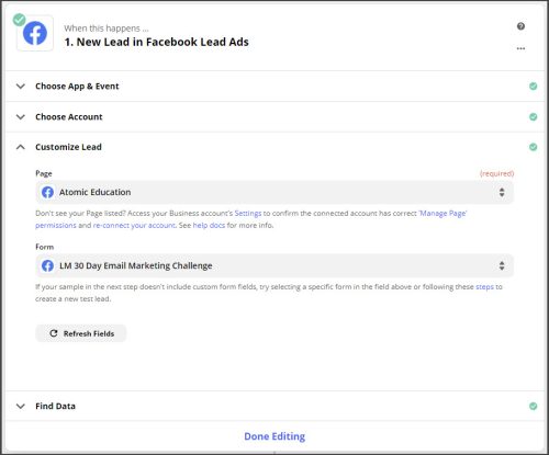 Facebook Lead Ads - Customise Lead